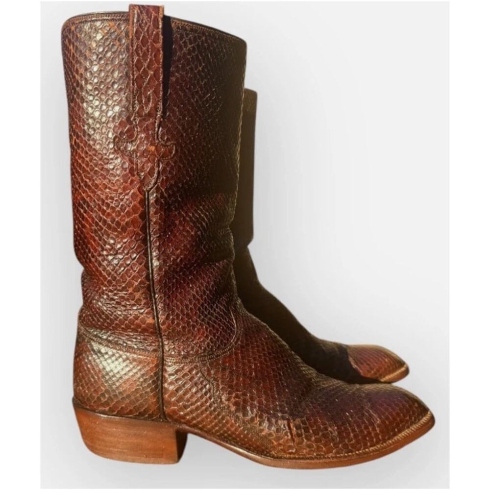 1980 Lucchese San Antonio Reticulated Python Boots 11C Vintage Display Only